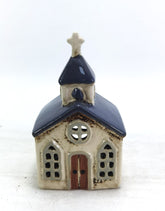 Church Cream & Blue Tealight